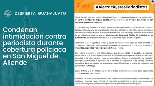 Condenan intimidación contra periodista durante cobertura policiaca en San Miguel de Allende
