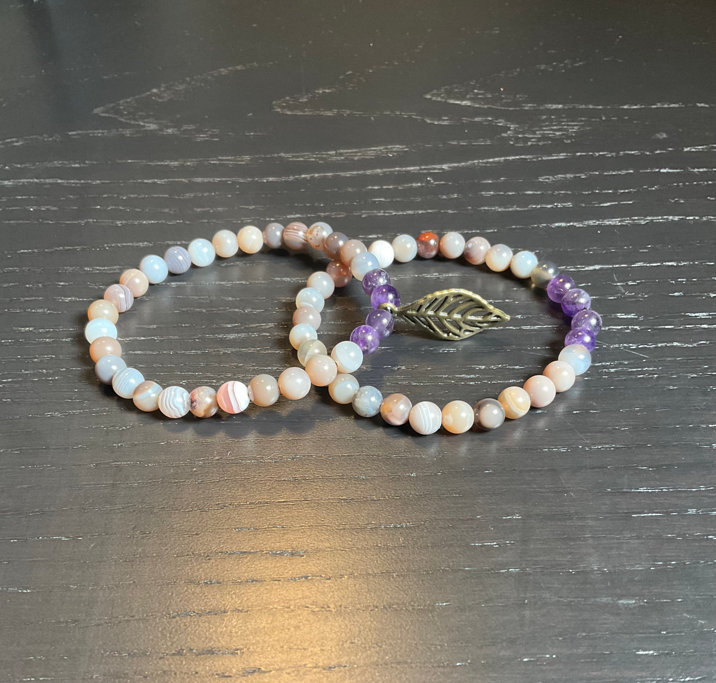Botswana Agate & Amethyst Bracelet Set