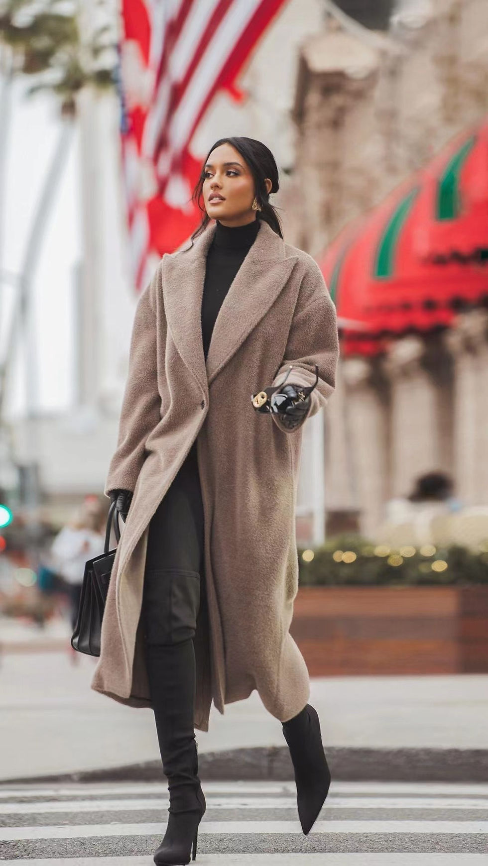 Miniatura: Autumn Winter Women's Warm Long Sleeve Polo Collar Plush Coat Elegant Turn Colla