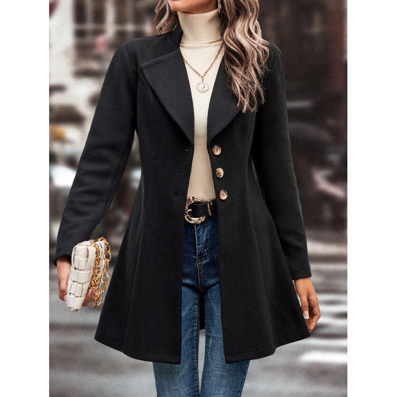 Miniatura: Women Trench Coat Wool Blend Overcoat Long Jacket Spring Autumn Female Casual Sl