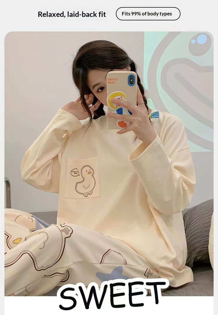 Miniatura: Women's Spring/Fall Pajamas: Long-Sleeve Loungewear Set for Girls, Plus Size, Si