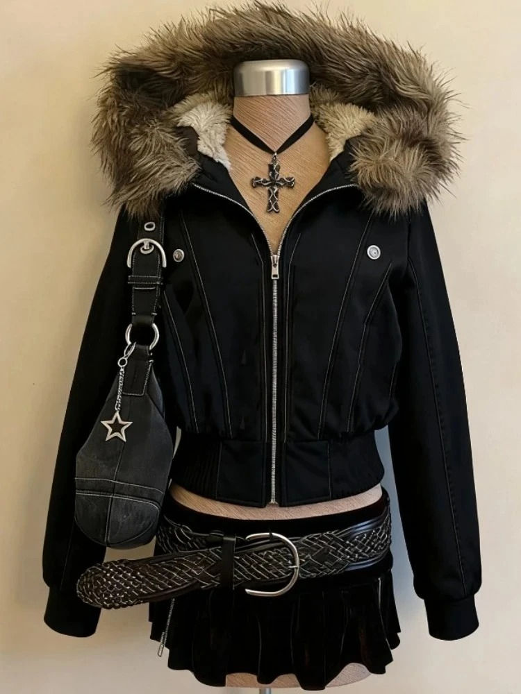Miniatura: 2026 Autumn Parka Warm Overcoats Women Outwear Casual Y2k American Vintage Faux 