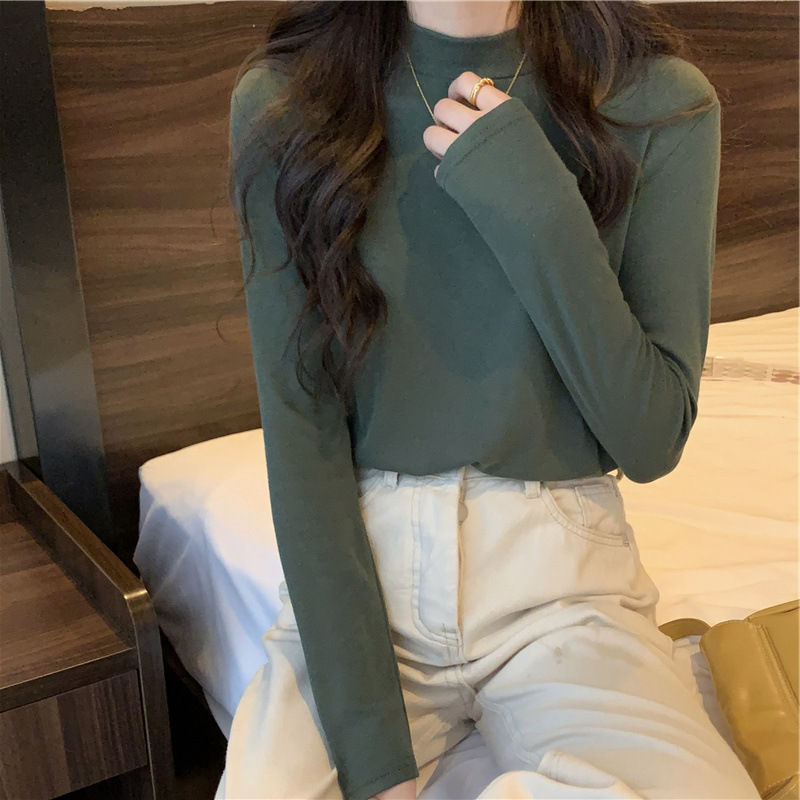 Miniatura: Fashion Autumn Winter Female Turtleneck Fleece Stretch Shirt Women Long Sleeve T