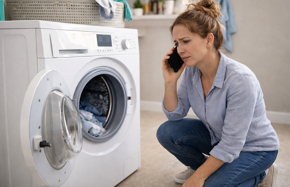 Worried woman beside washing machine.png