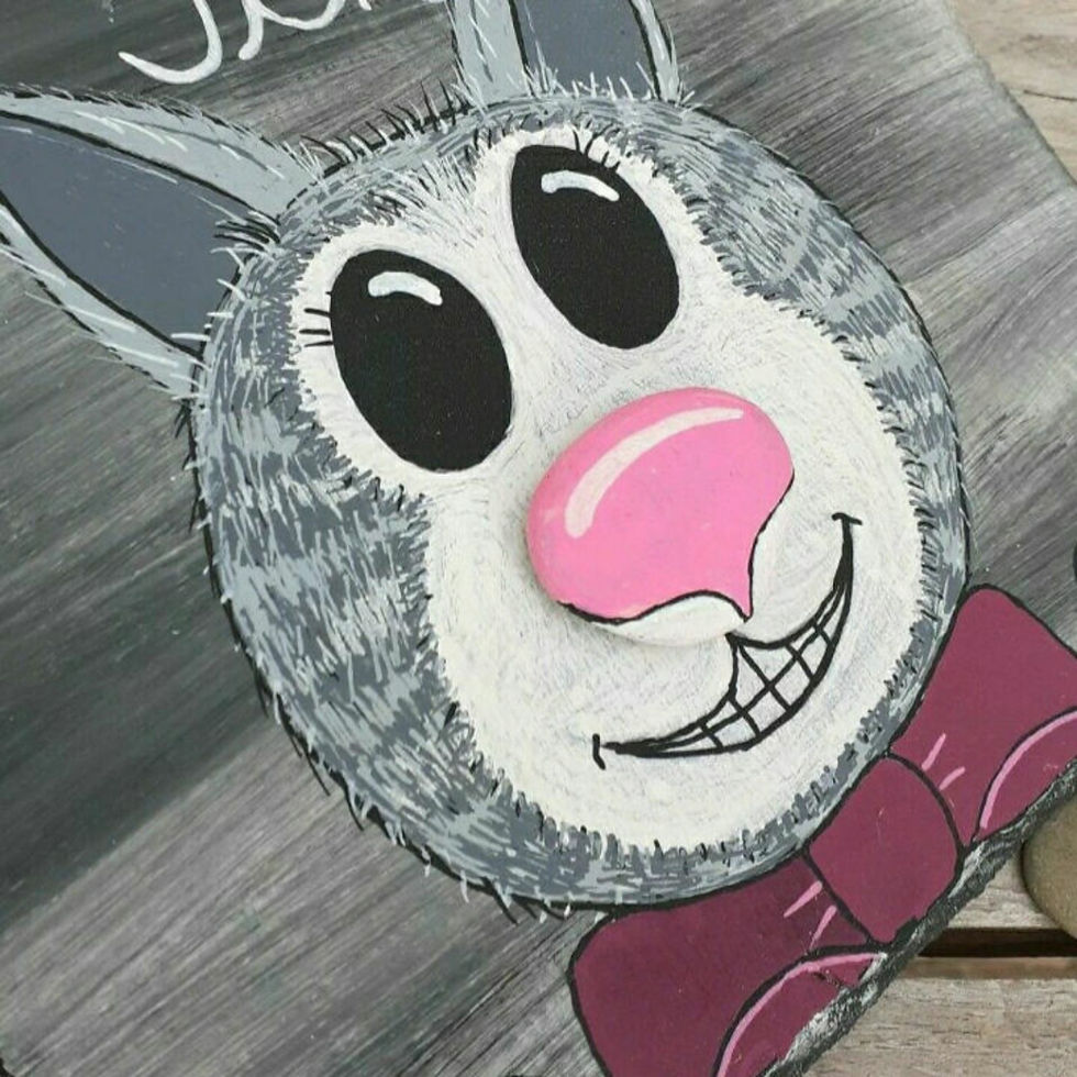 Miniaturbild: Tür-Schild, Hier wache ich! ❤, Katze, Schieferplatte, Nase auf Stein gemalt.