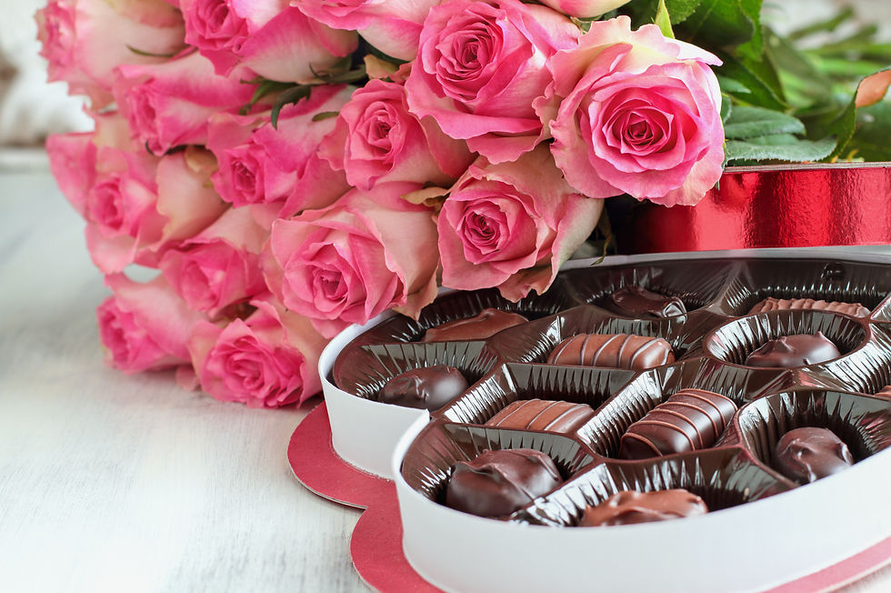 pink roses heart box of chocolates