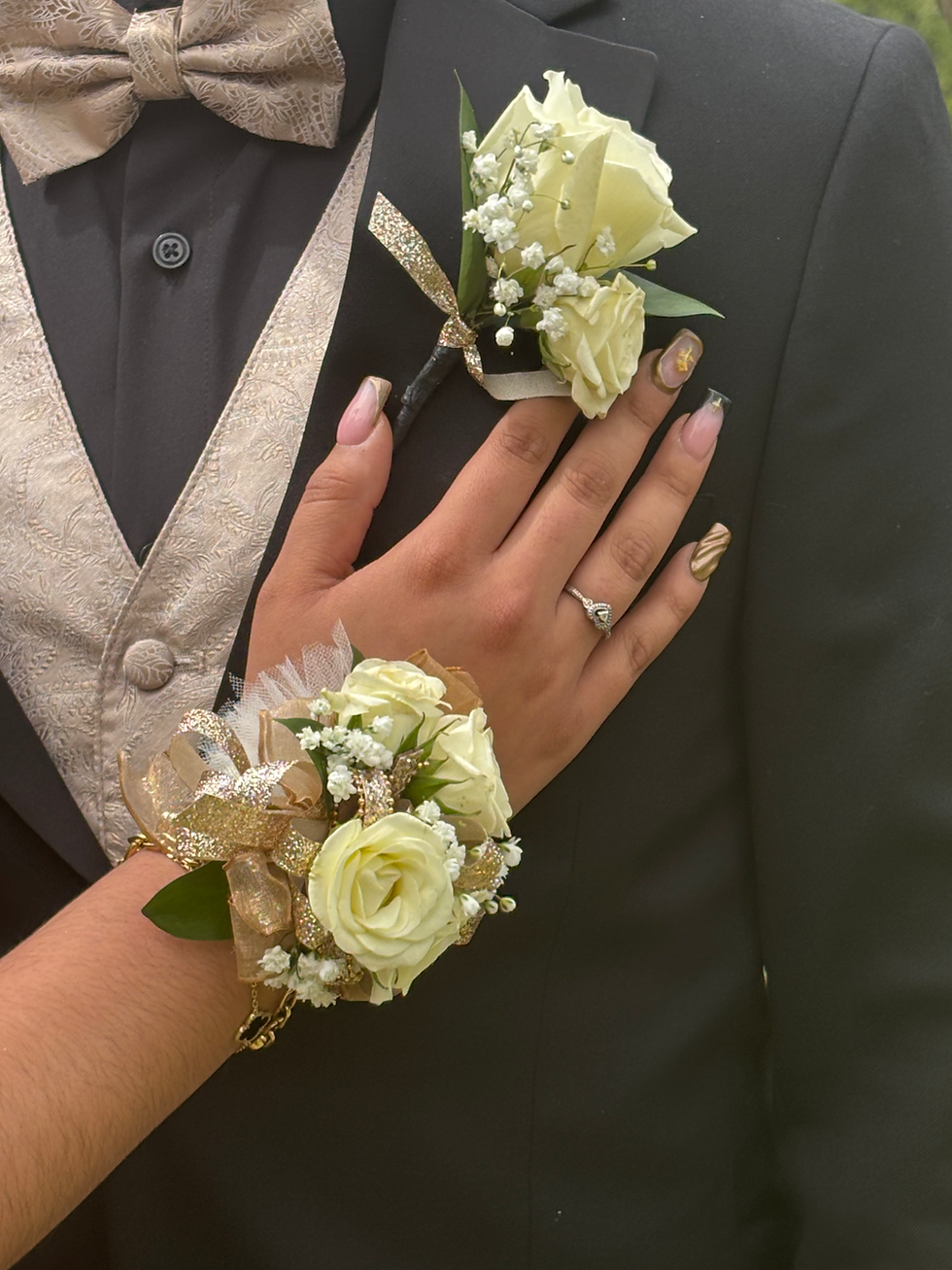 Thumbnail: Corsage and Boutonniere gold combo