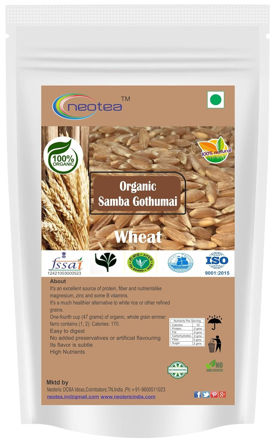 Neotea Organic Samba Gothumai, Wheat, 1 Kg