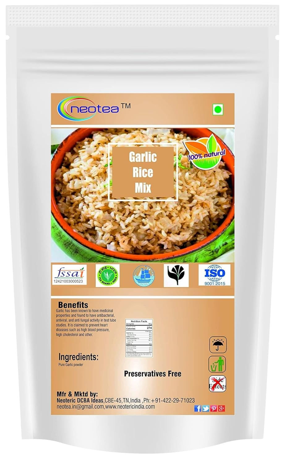 Neotea Homemade Rice Mix Powder, Garlic Rice Mix, 100G
