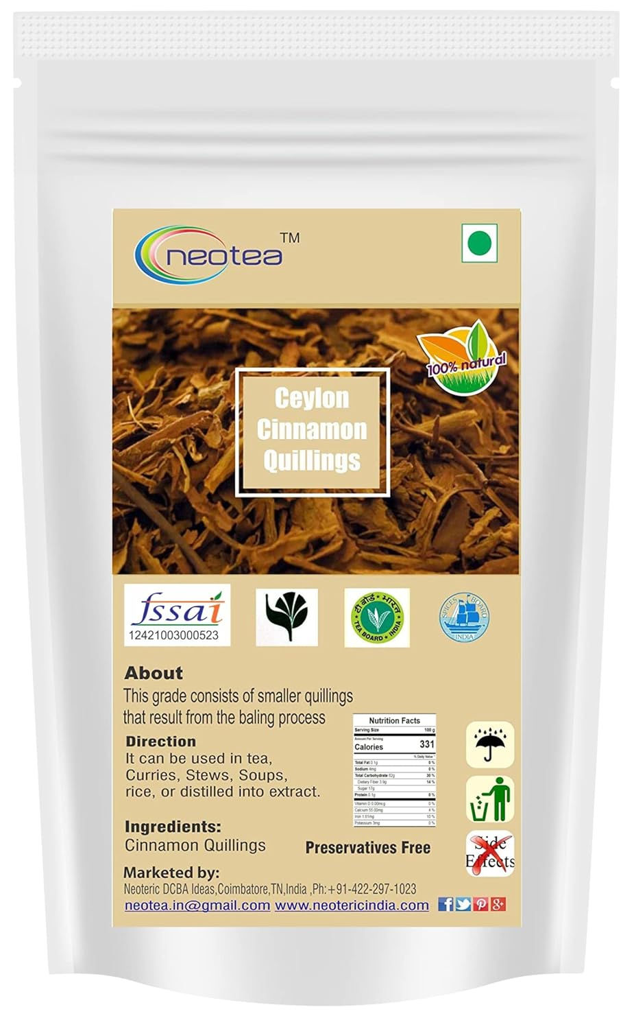 Neotea Ceylon Cinnamon Quillings 100 G