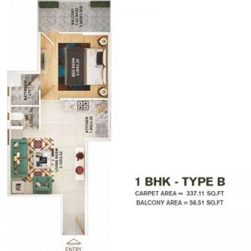 Pyramid-Infinity-Floor-Plan-1BHK-Type-B-