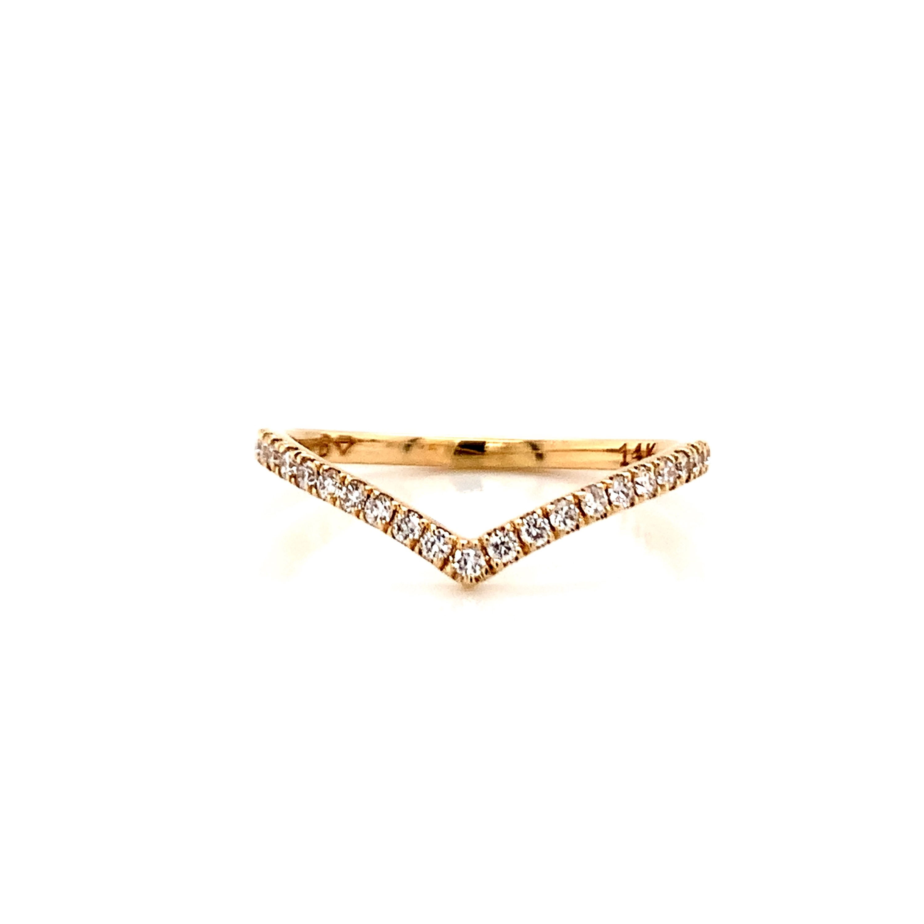 14kt Yellow Gold Ladies 0.20ctw Round V Diamond Band
