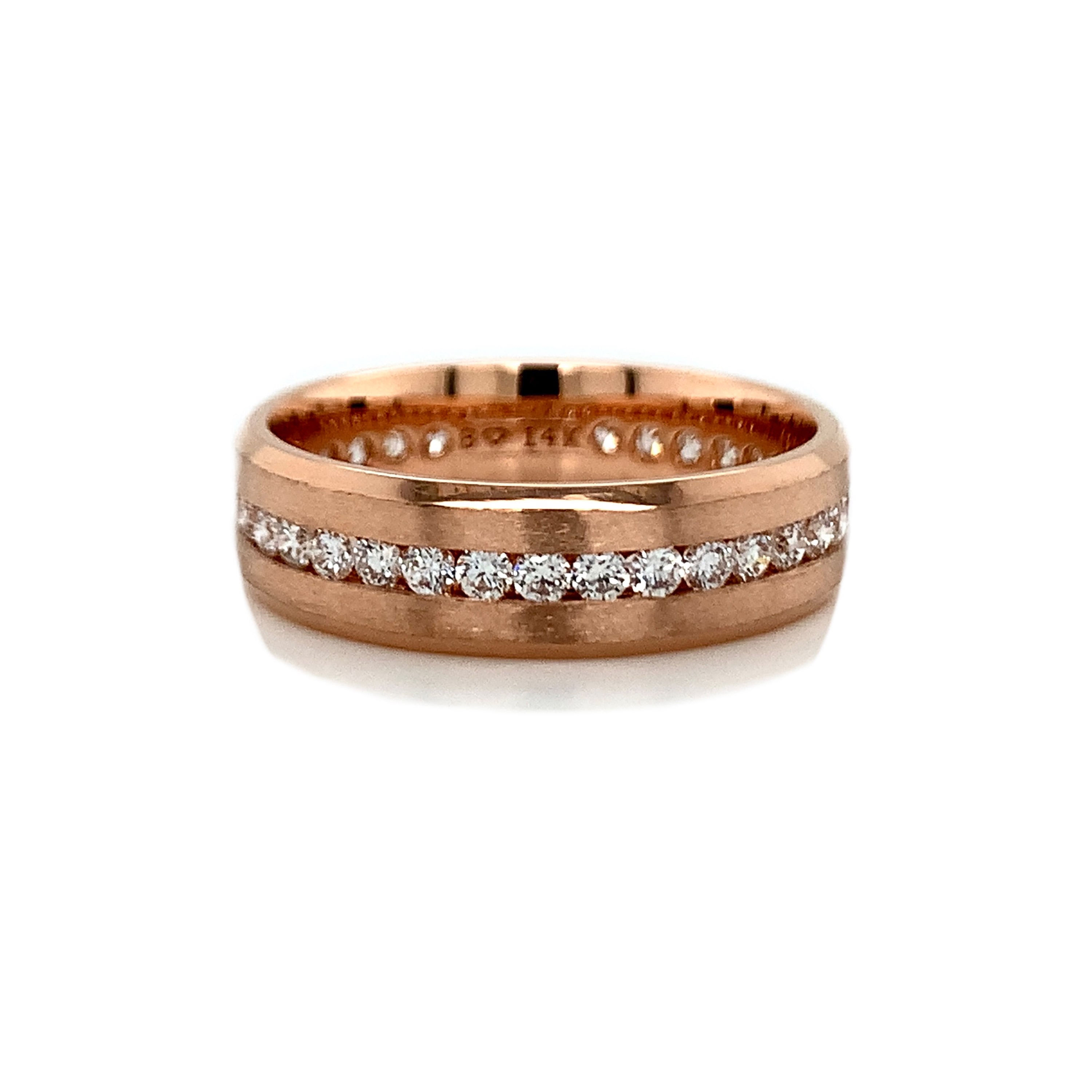 14kt Rose Gold Gents 1.07ctw Round Diamond Band