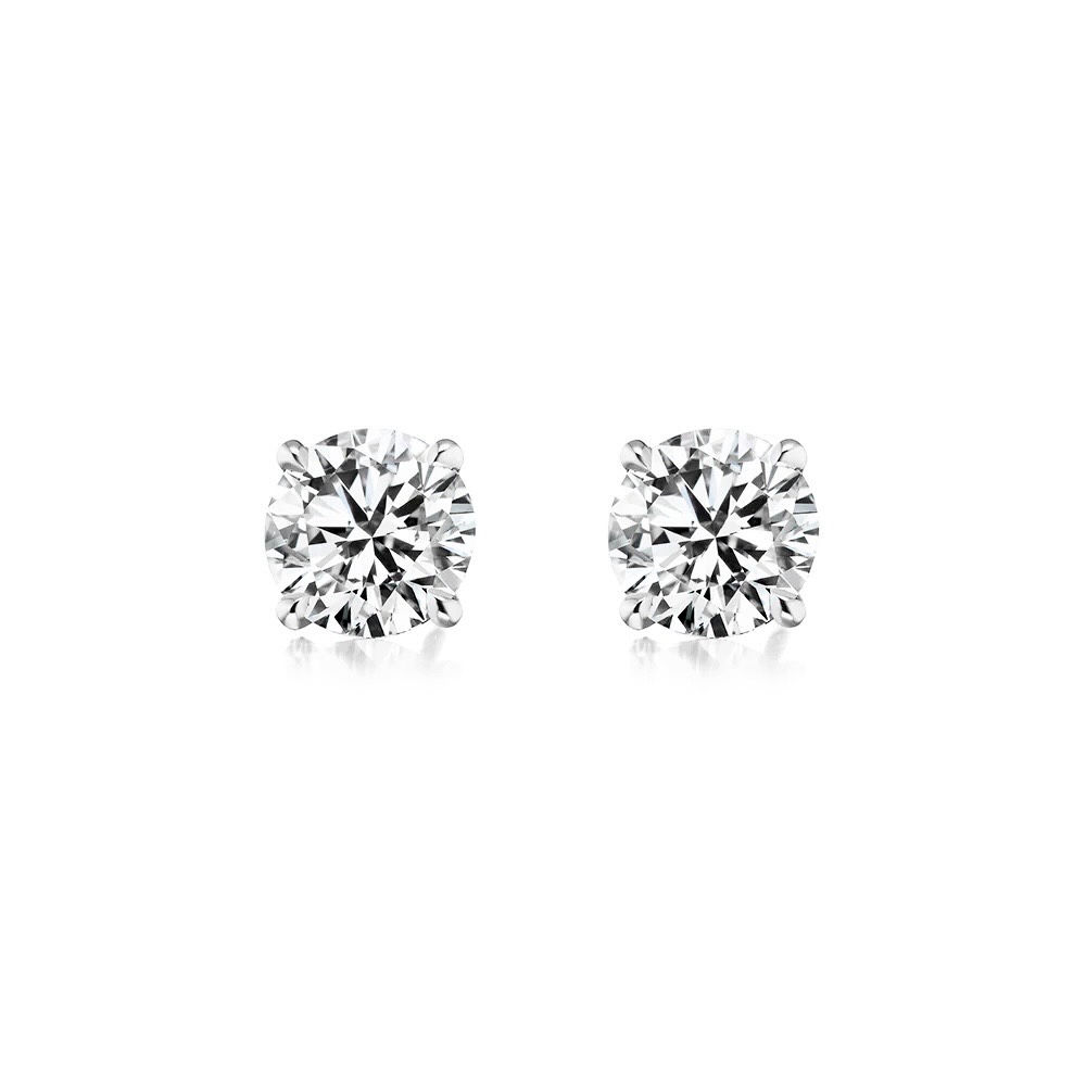 14kt White Gold Ladies 1.01ctw Round Diamond Stud Earrings 