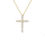 Thumbnail: 14kt Gold Round Diamond Medium Cross Pendant With Chain (1.53ctw)