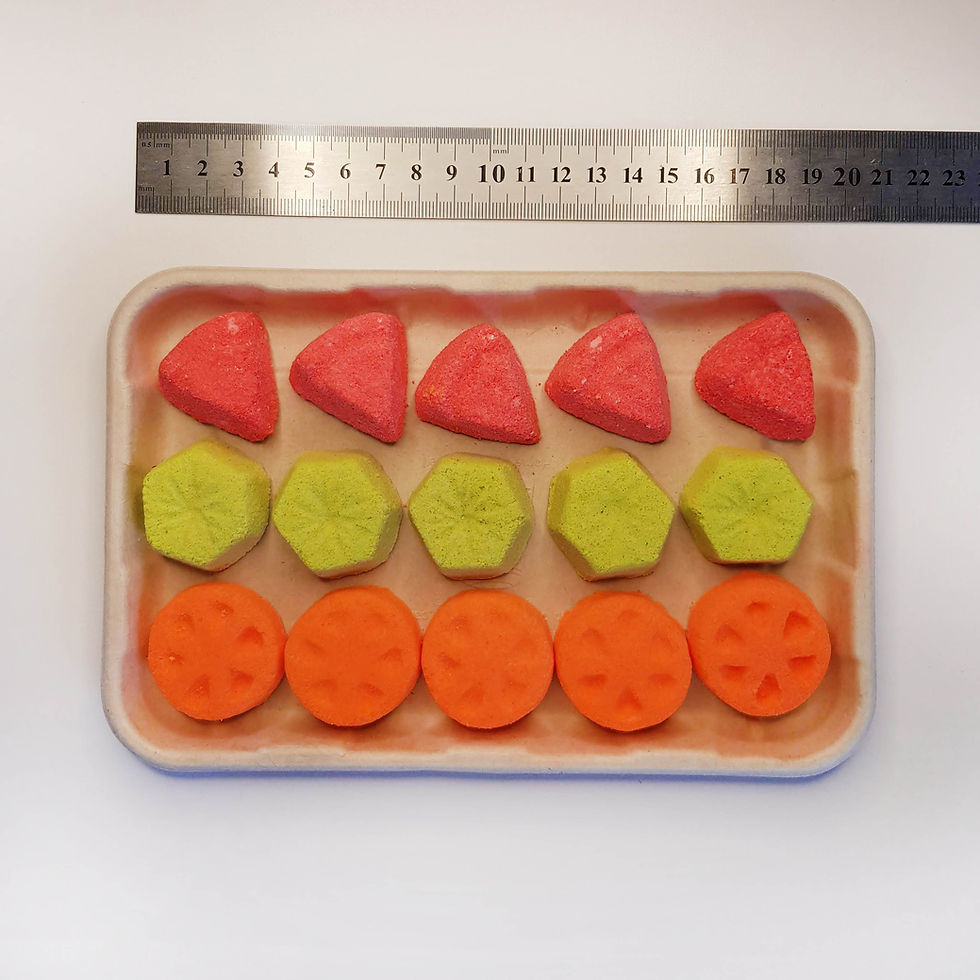 Thumbnail: Orange kiwi watermelon mini bath bombs in tray