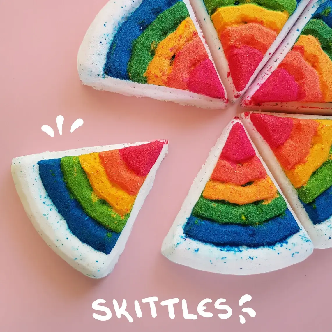 Rainbow skittles pizza bath bomb