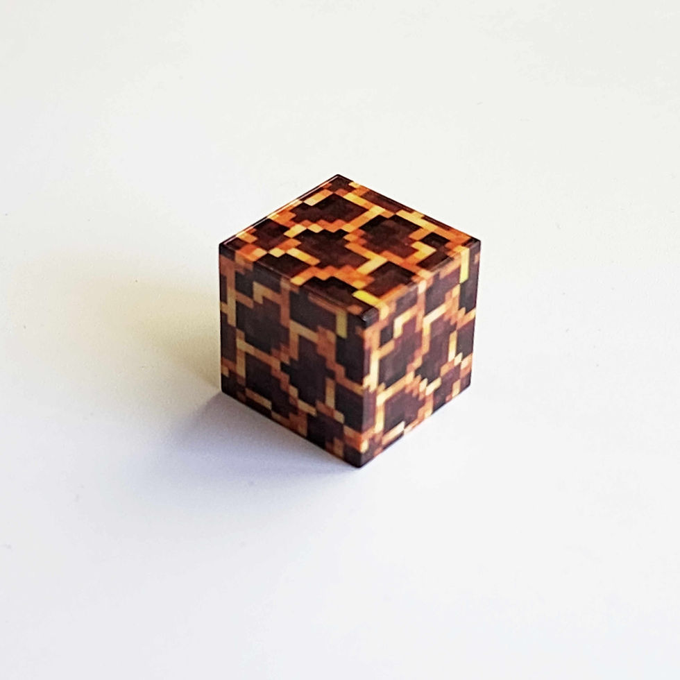 Thumbnail: magma textured magnetic minecraft building block on a white background