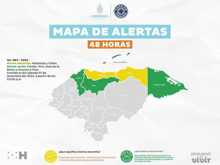 Sube a alerta amarilla otro departamento de Honduras por intensas lluvias