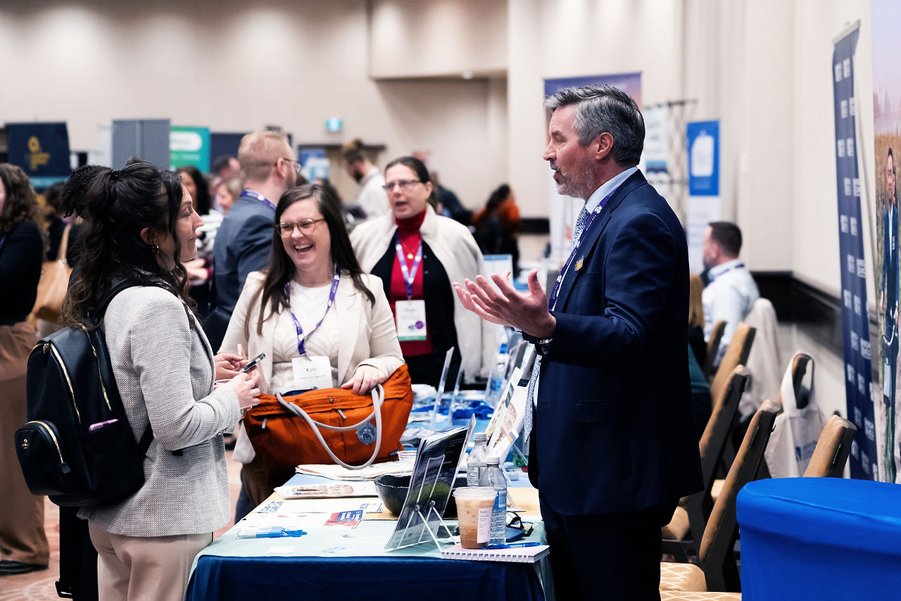 networking at sponsor booths