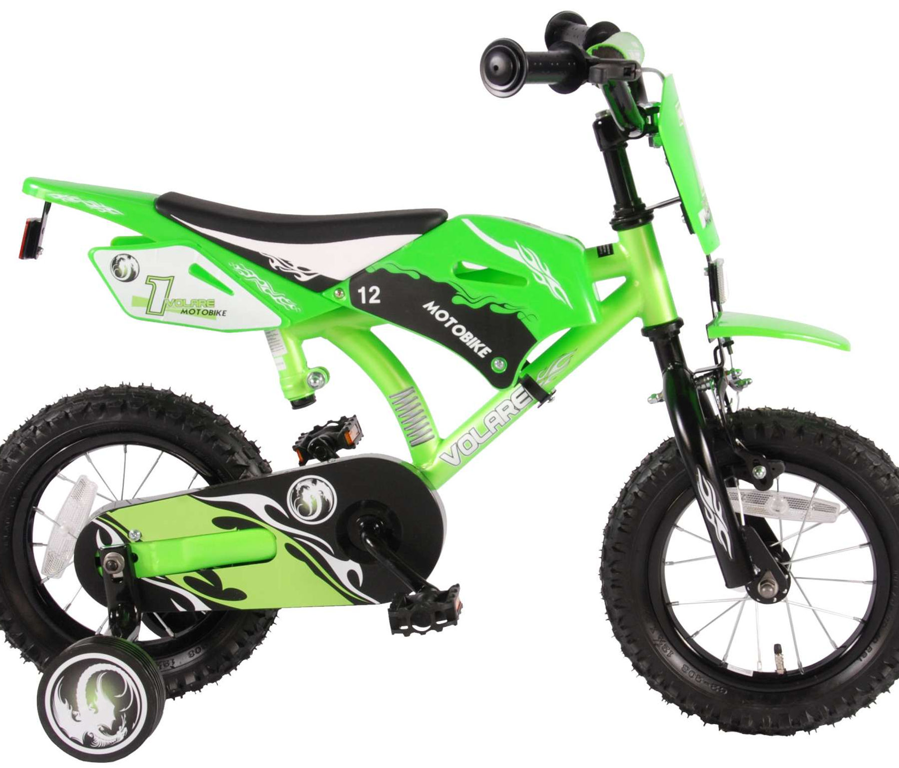 Volare Motobike Children's Bicycle - Boys - 12 inch - Green - 95% assembled