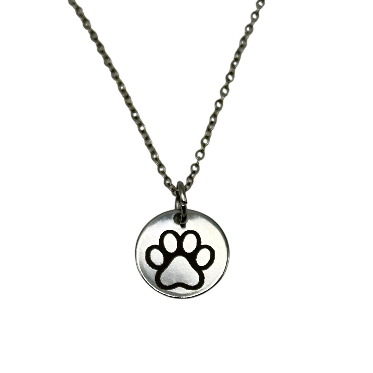 Paw print necklace.