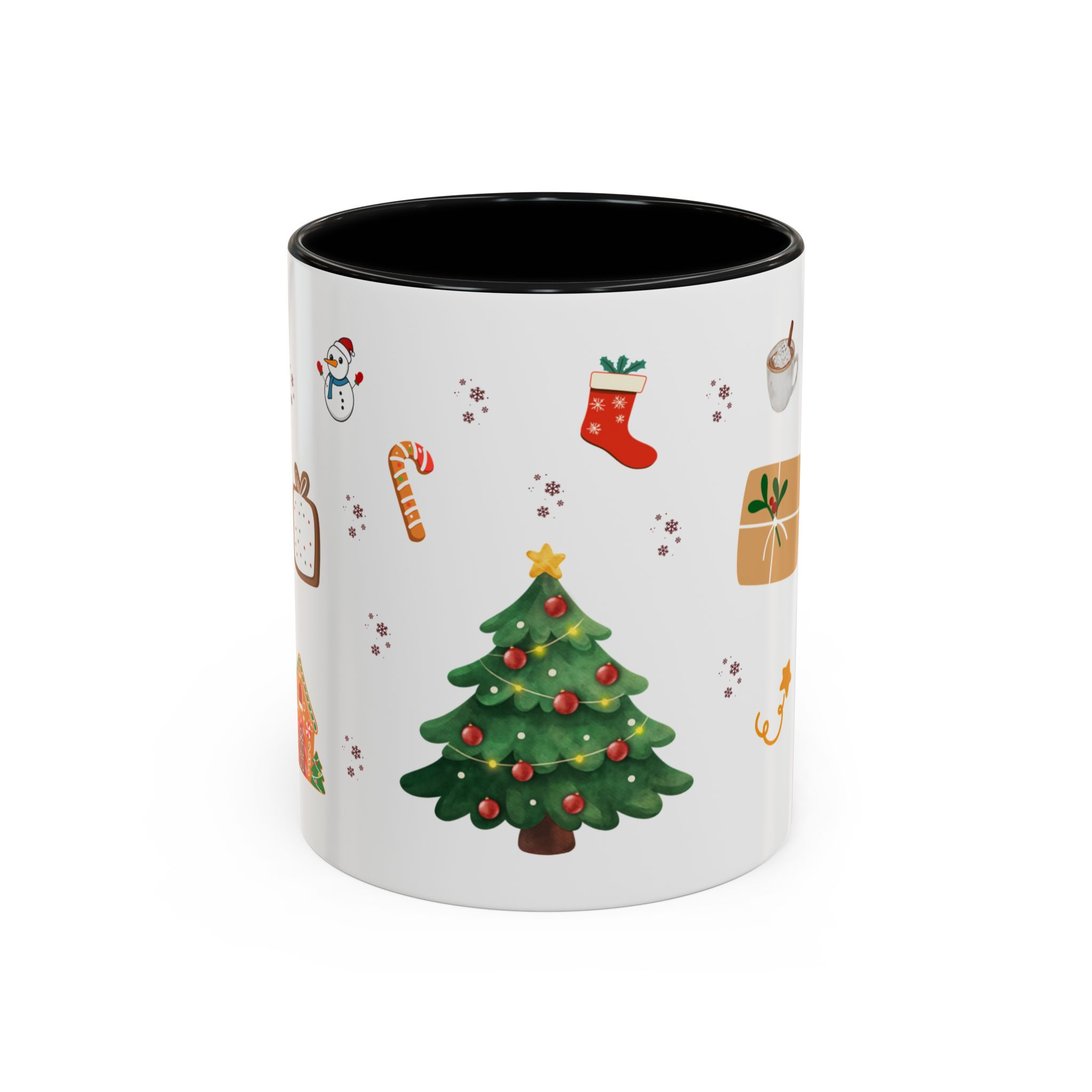 Christmas Pattern Coffee Mug Holiday Tree, Stocking & Gifts Accent Mug (11/15oz)