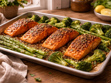 Sheet-Pan Honey Garlic Salmon and Spring Vegetables