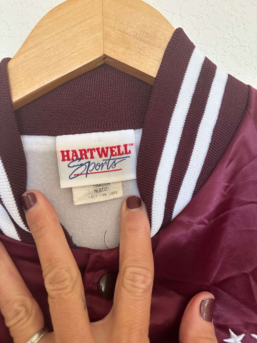 Thumbnail: Vintage Burgundy Bomber Jacket (Size Medium)