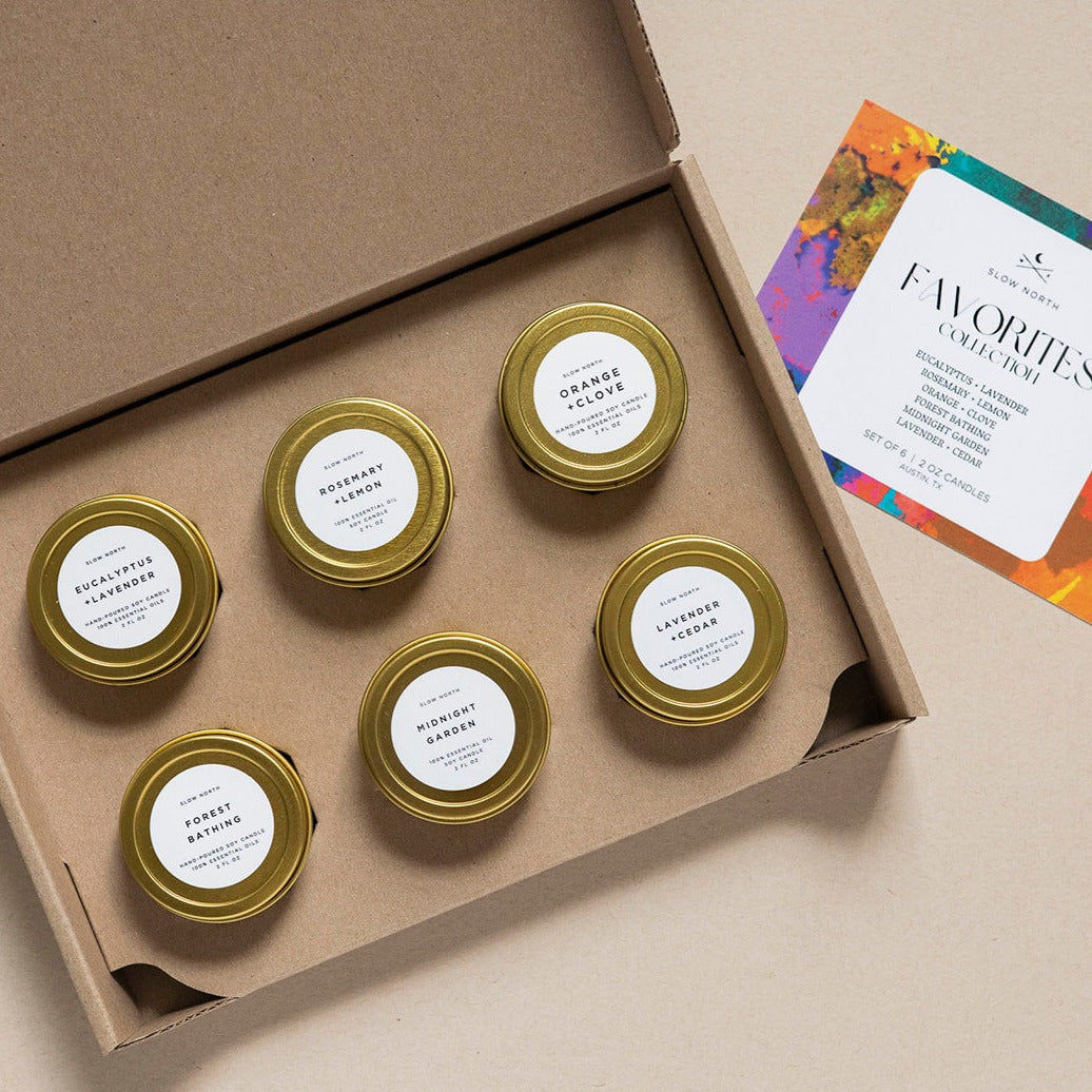 Slow North Favorites Collection | 6 Pack Mini Essential Oil Soy Wax Candles