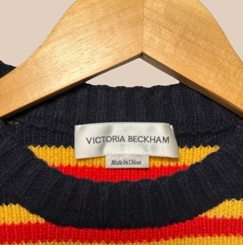 Thumbnail: Victoria Beckham Retro Stripe Wool Pullover Sweater (Size Small)