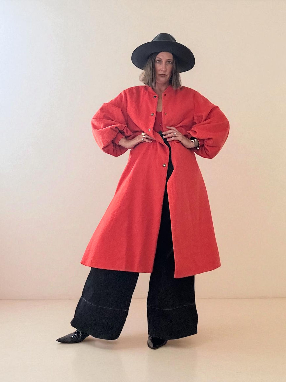 Thumbnail: Red Balloon Sleeve Duster Jacket (Size Small)