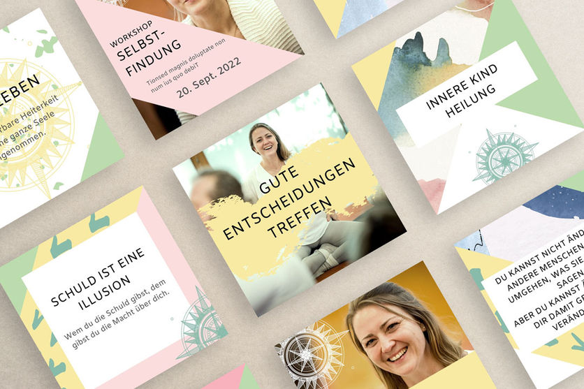 Social Media Design verspielt bunt leicht Kompass