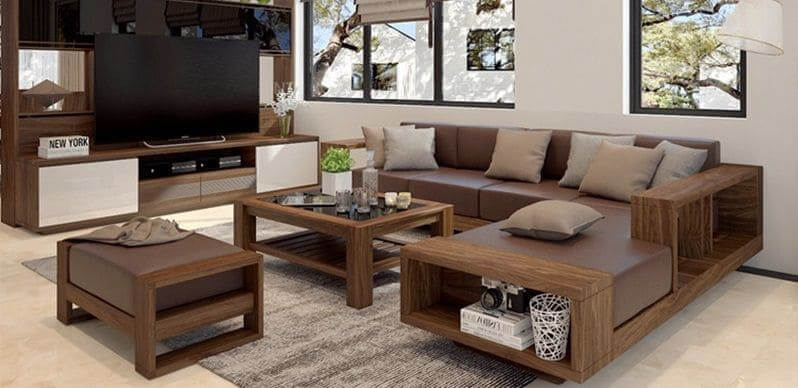 Ghế sofa thiết kế tích hợp kệ đựng đồ