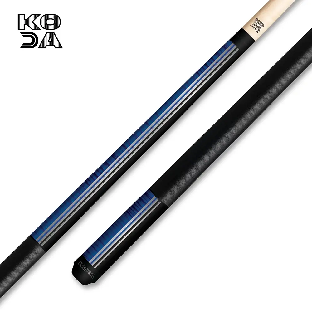 Koda KD29BL Split Blue Curly Black Silver Pin Stripe Pool Cue