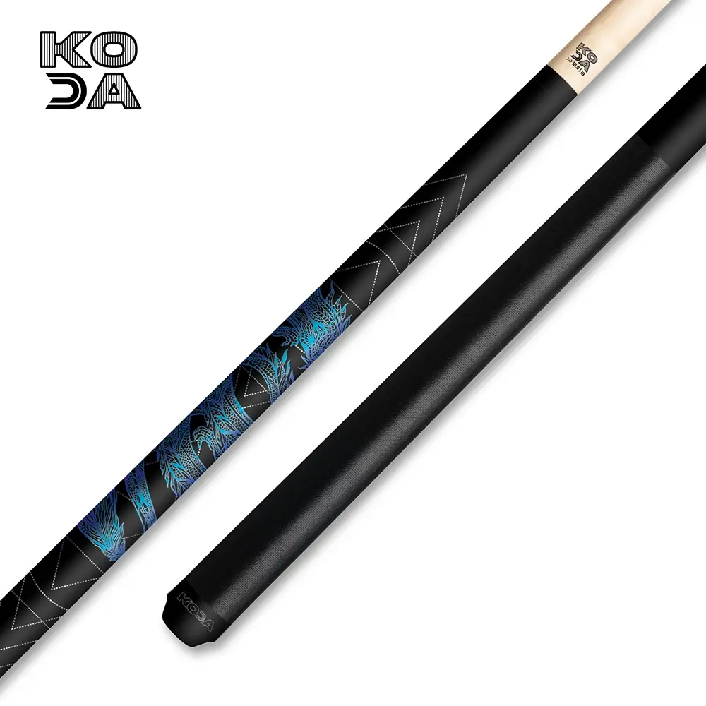 Koda Matte Black Blue Geo Dragon Pool Cue