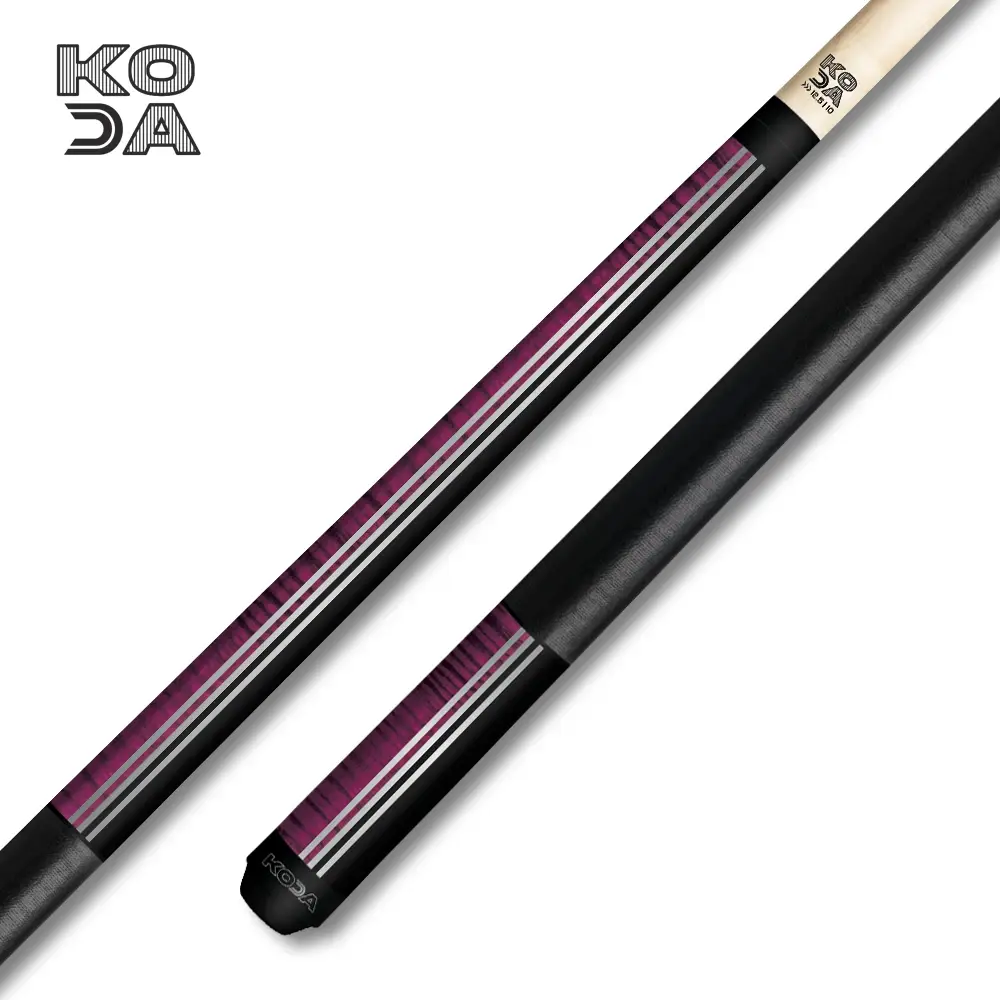 Koda KD29PK Split Pink Curly Black Silver Pin Stripe Pool Cue