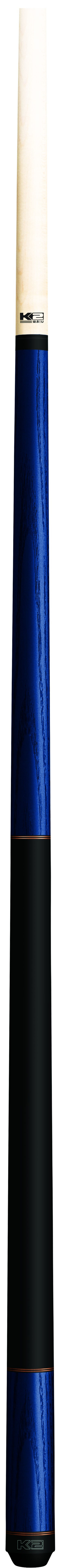 K2 KL117 Matte Blue Ashwood Dual Copper Rings Black Wrapless Pool Cue 12.5LD/U