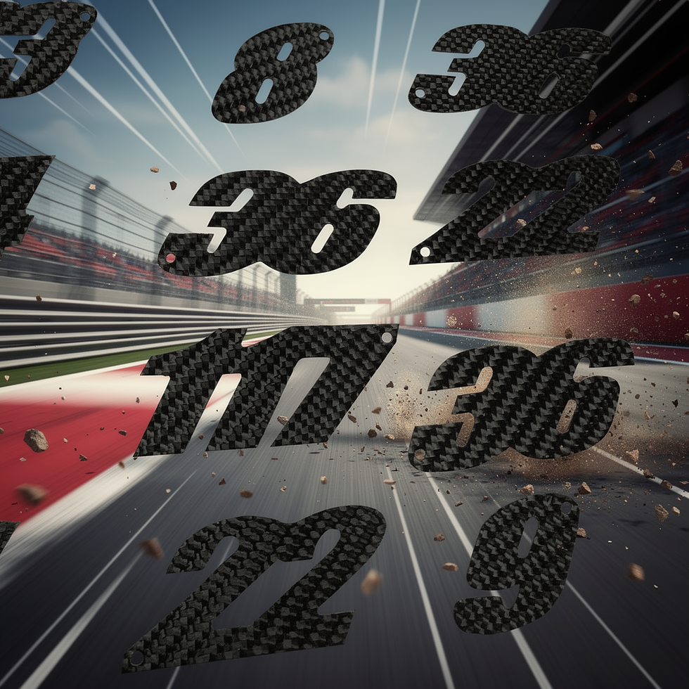 Thumbnail: Carbon fiber racing numbers on a track background