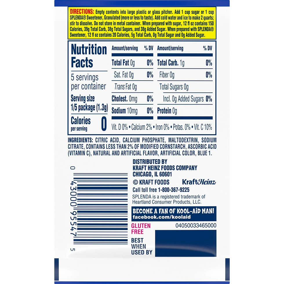 Thumbnail: Kool-Aid Soft Drink Mix BLUE RASPBERRY LEMONADE  Unsweetened,0.17 OZ.,(48 Pack)