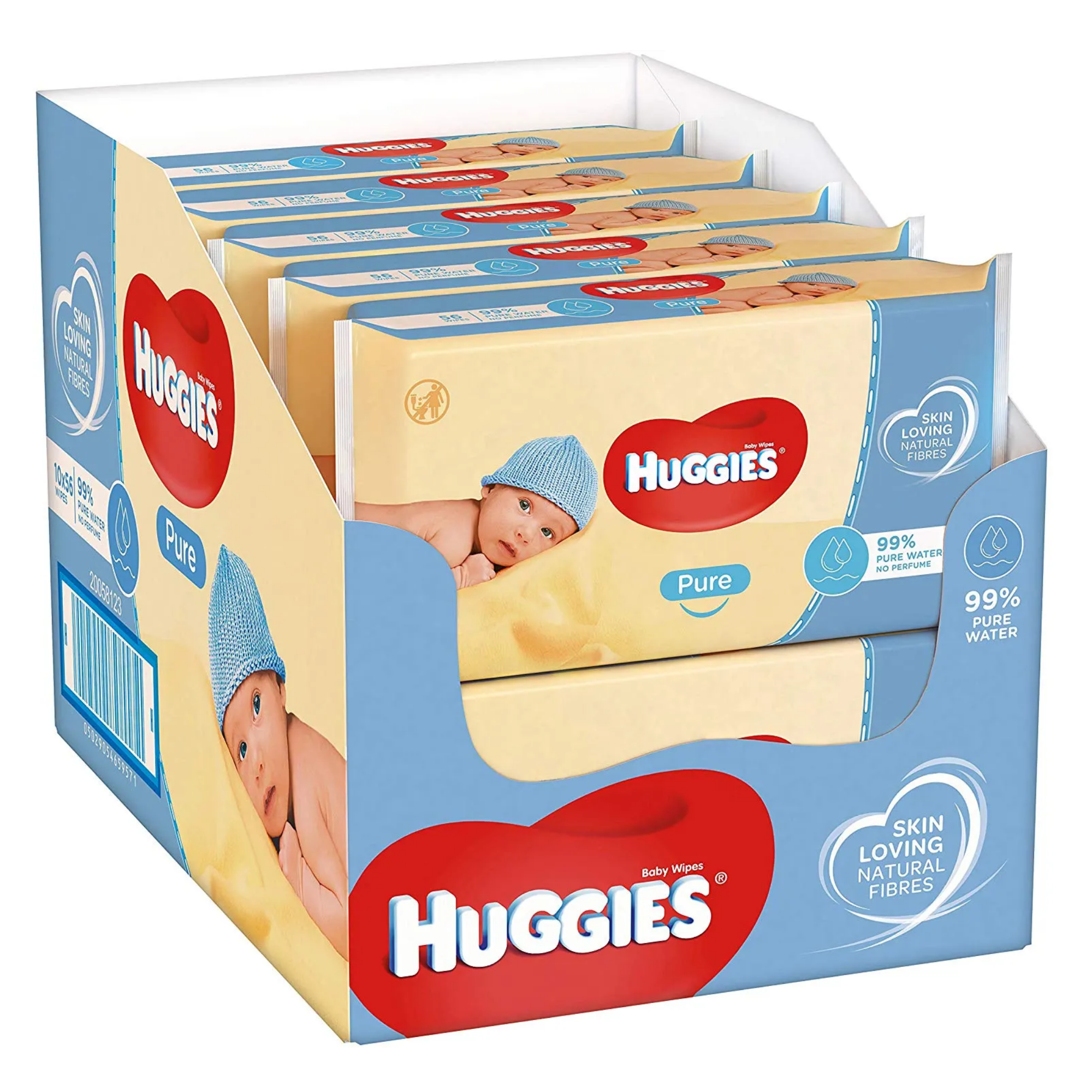 Huggies Huggies Baby Wipes Pure Loving Skin,No Perfumes 99% Water 56 wipes each.