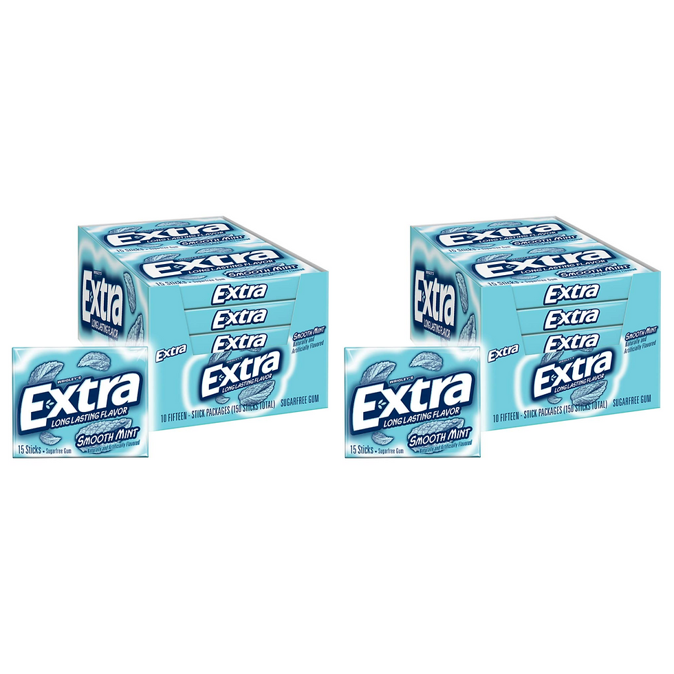 EXTRA Smooth Mint Sugarfree Chewing Gum, 15 Pieces Each Pack (Pack of 20)