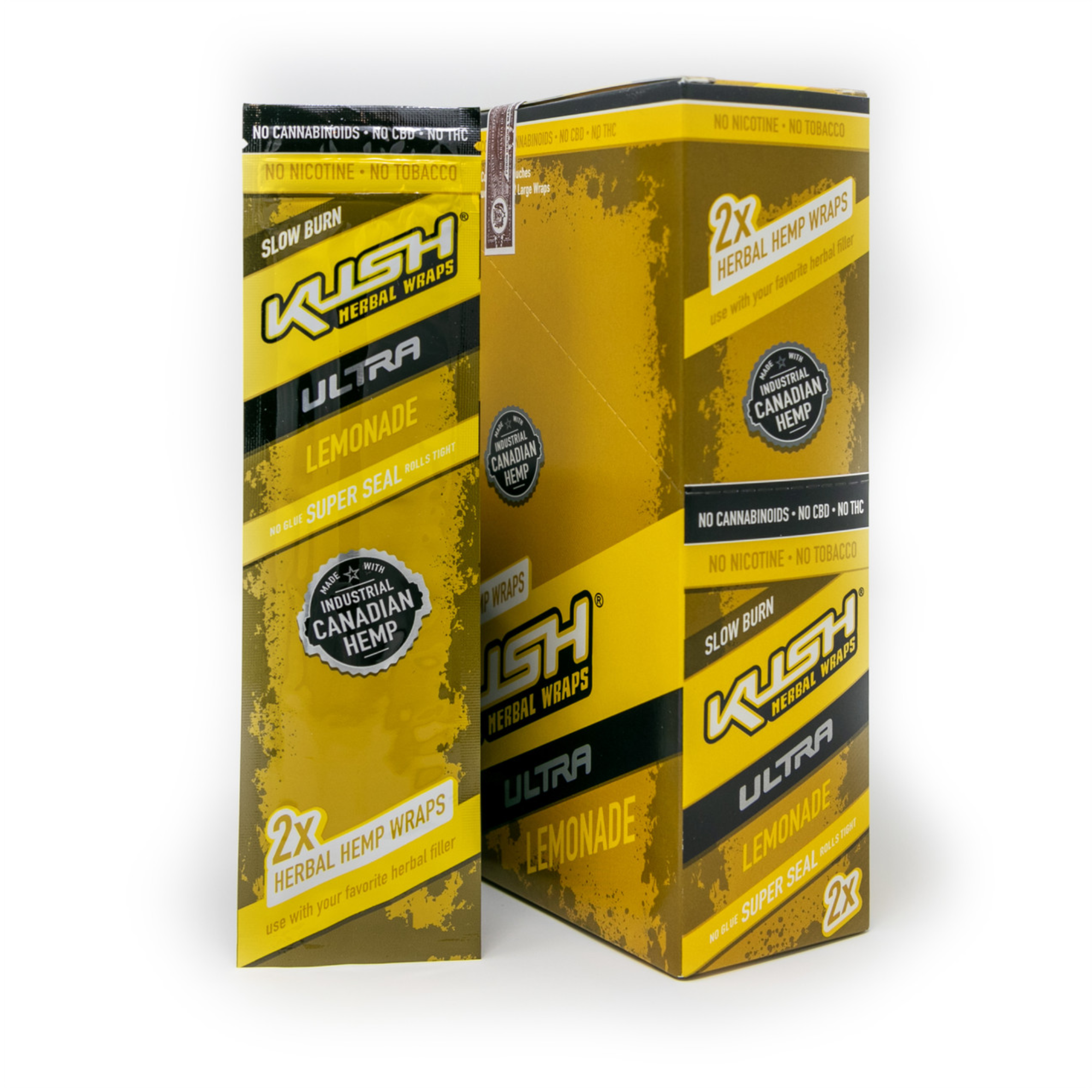 Kush Herbal Wraps Ultra Lemonade Canadian Herbal 2 Large Wraps Per Pack 25 Pack