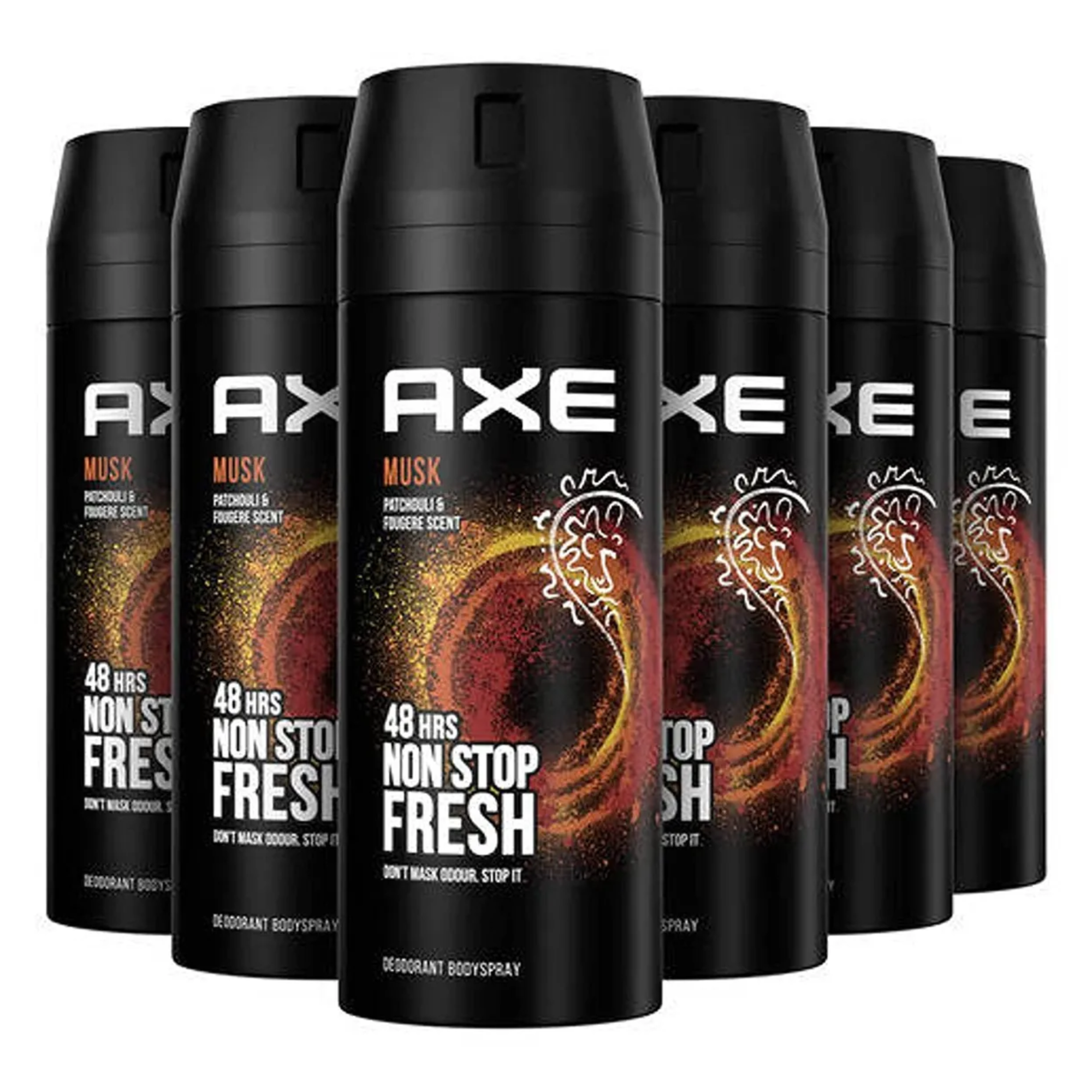 AXE MUSK Body Spray Deodorant 48hr Odor Protection 5.07 Oz. 6 PACK