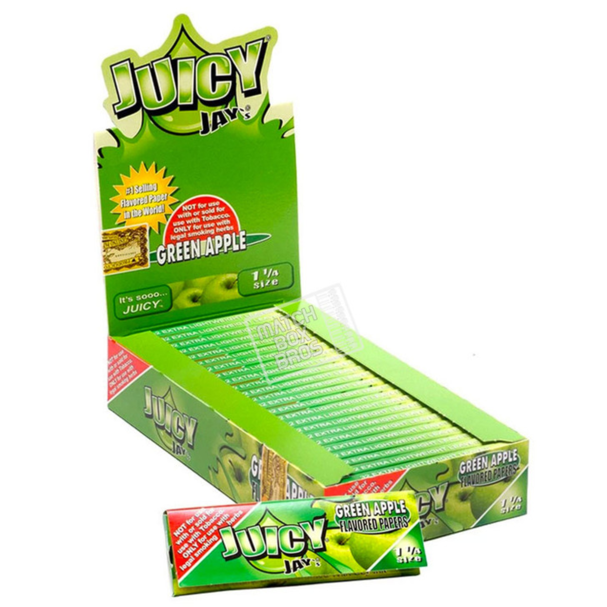 Juicy Jay's Green Apple 1 1/4 Hemp Rolling Papers Box of 24