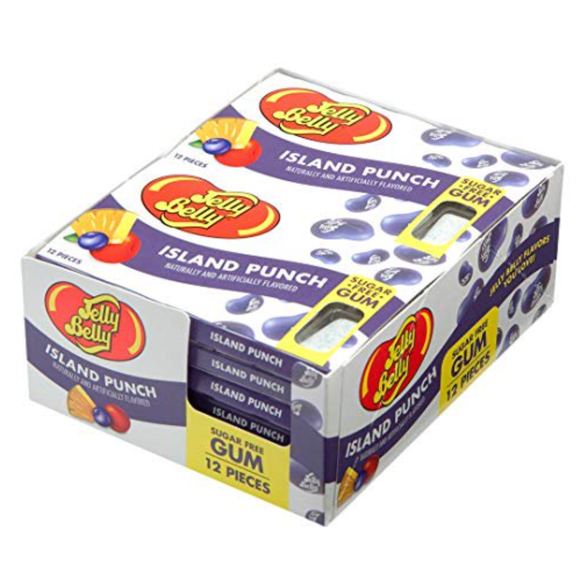 Jelly Belly Sugar Free Bubble Gum Island Punch Flavored Chewing Gum  12 Count