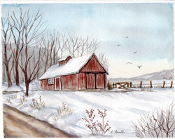 Red Barn in Winter