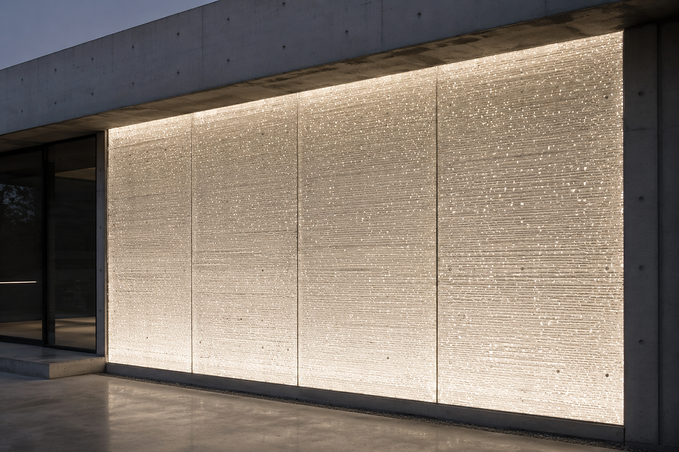Hormigón translúcido muro con iluminación artificial