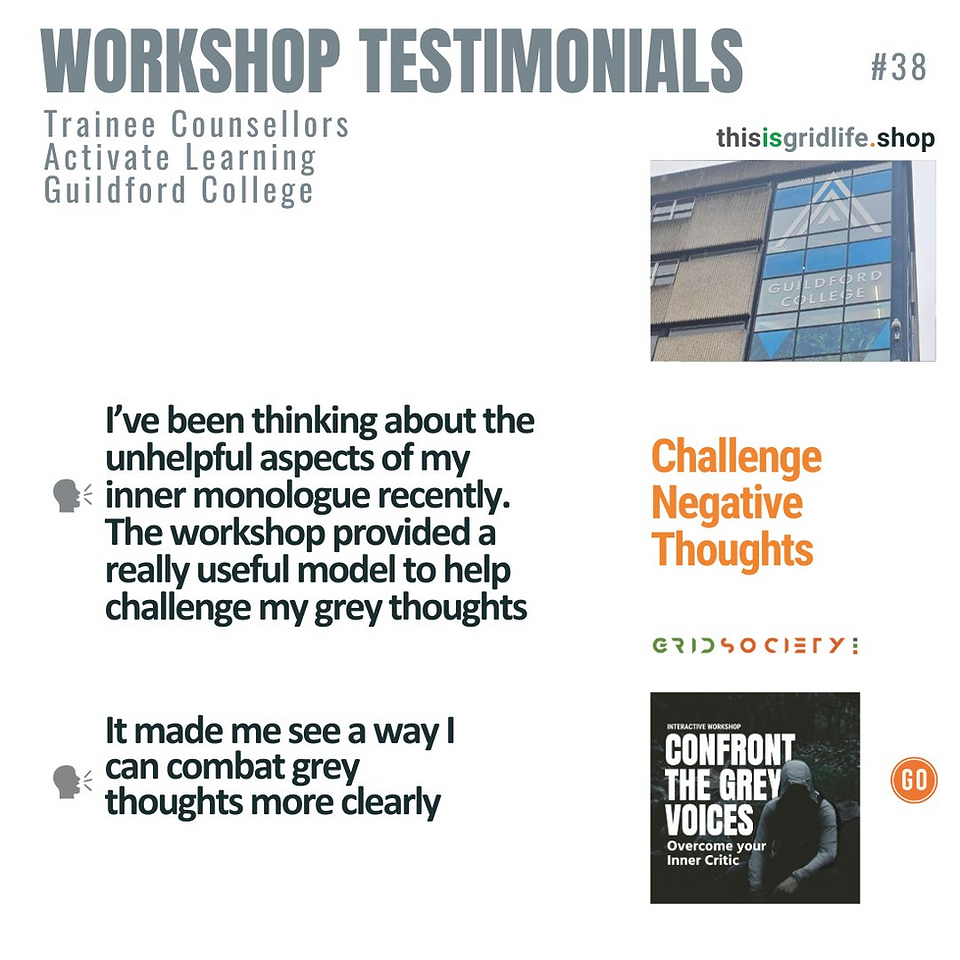 Practical student feedback from the Inner Critic Workshop showing how they plan to use the Grid method and daily affirmations in their routine.