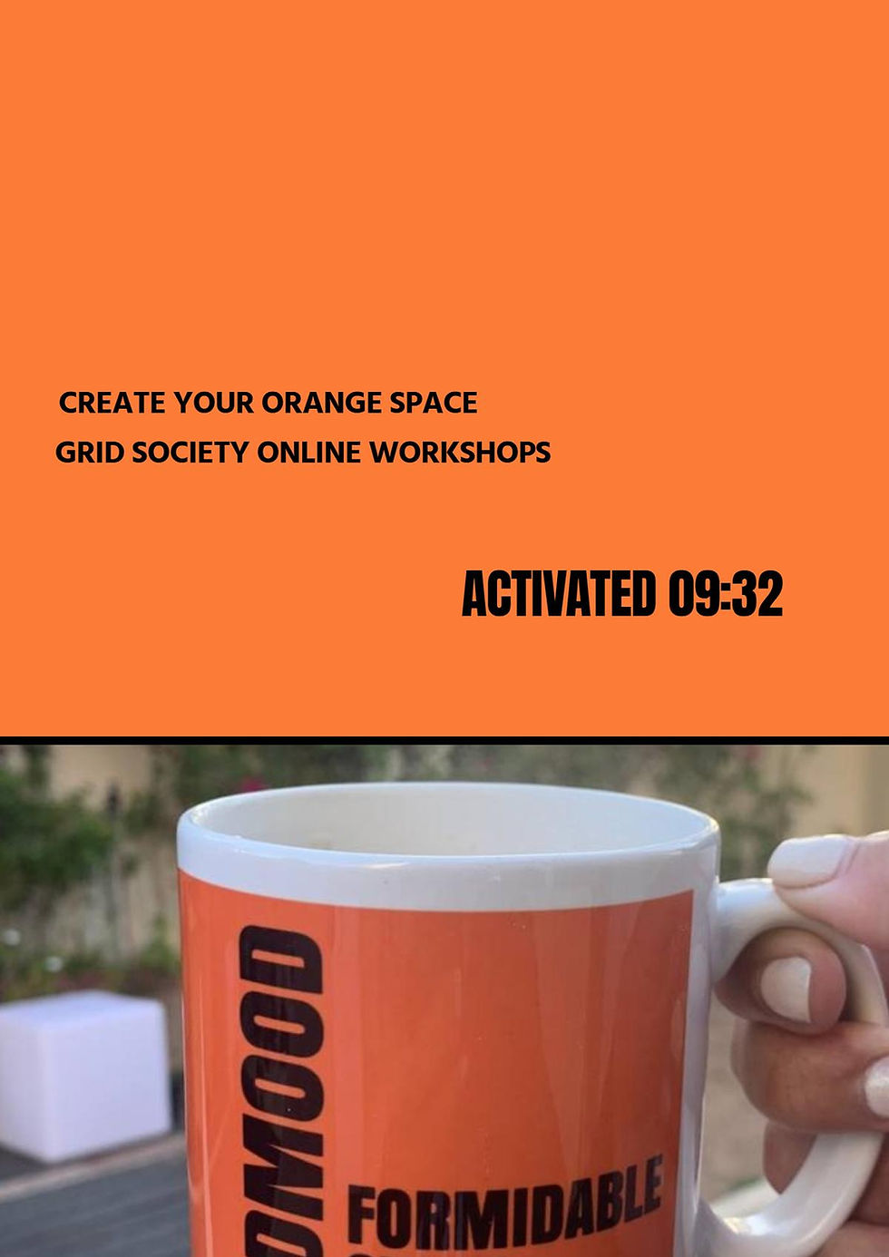 Orange Space Activated: This attendee shared their 09:32 setup before our 10am Inner Critic Online Workshop
